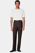 Dark Brown Wide Leg Pants - Front