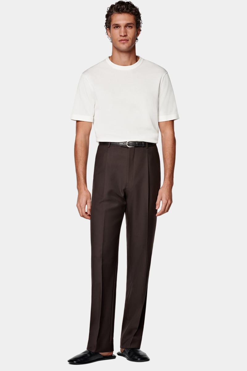 Dark Brown Wide Leg Straight Pants