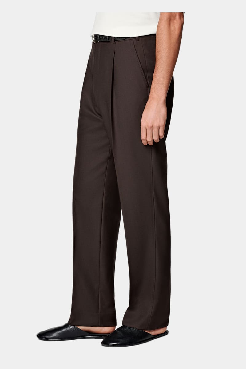 Dark Brown Wide Leg Pants - Detail 1