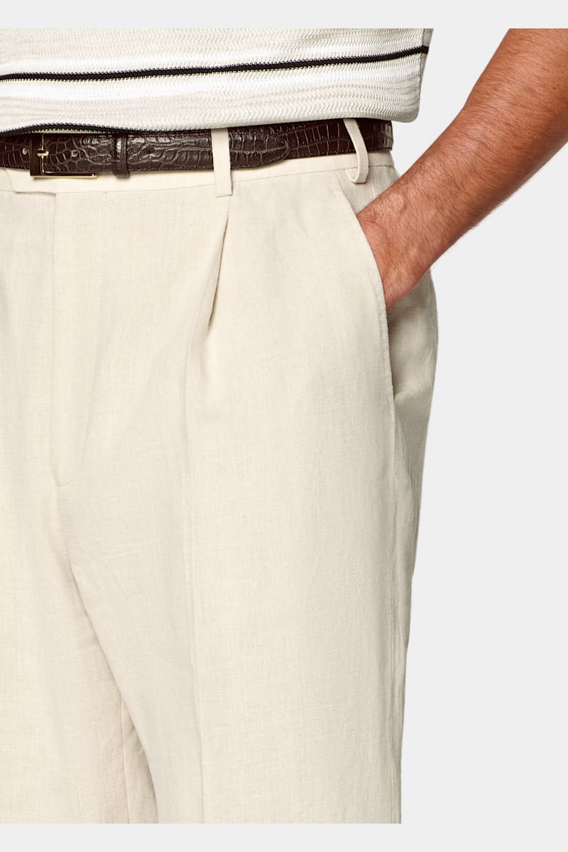 Sand Linen Suit Pants - Styled 1