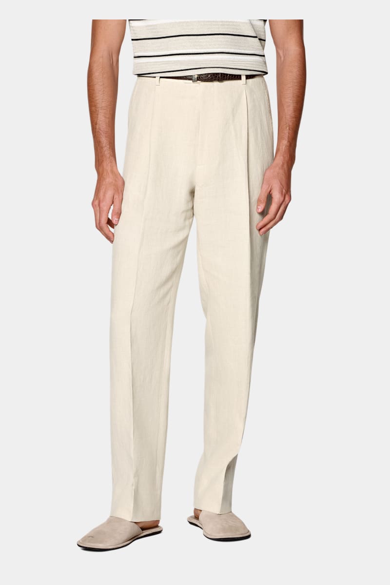 Sand Linen Suit Pants - Styled 2