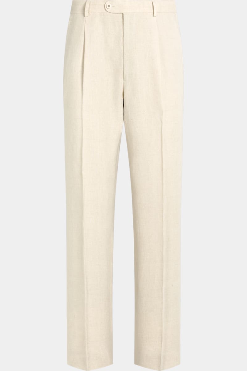 Sand Linen Suit Pants - Swatch