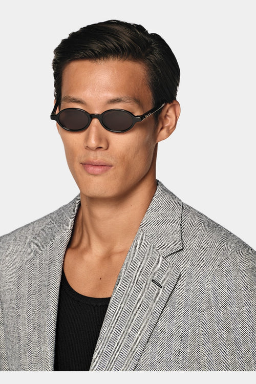 Black Herringbone Milano Blazer - Styled 1