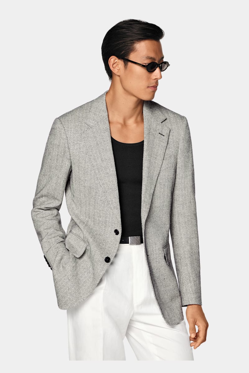 Black Herringbone Milano Blazer - Styled 2
