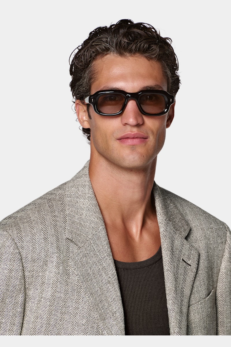 Mid Brown Herringbone Brera Blazer - Styled 1