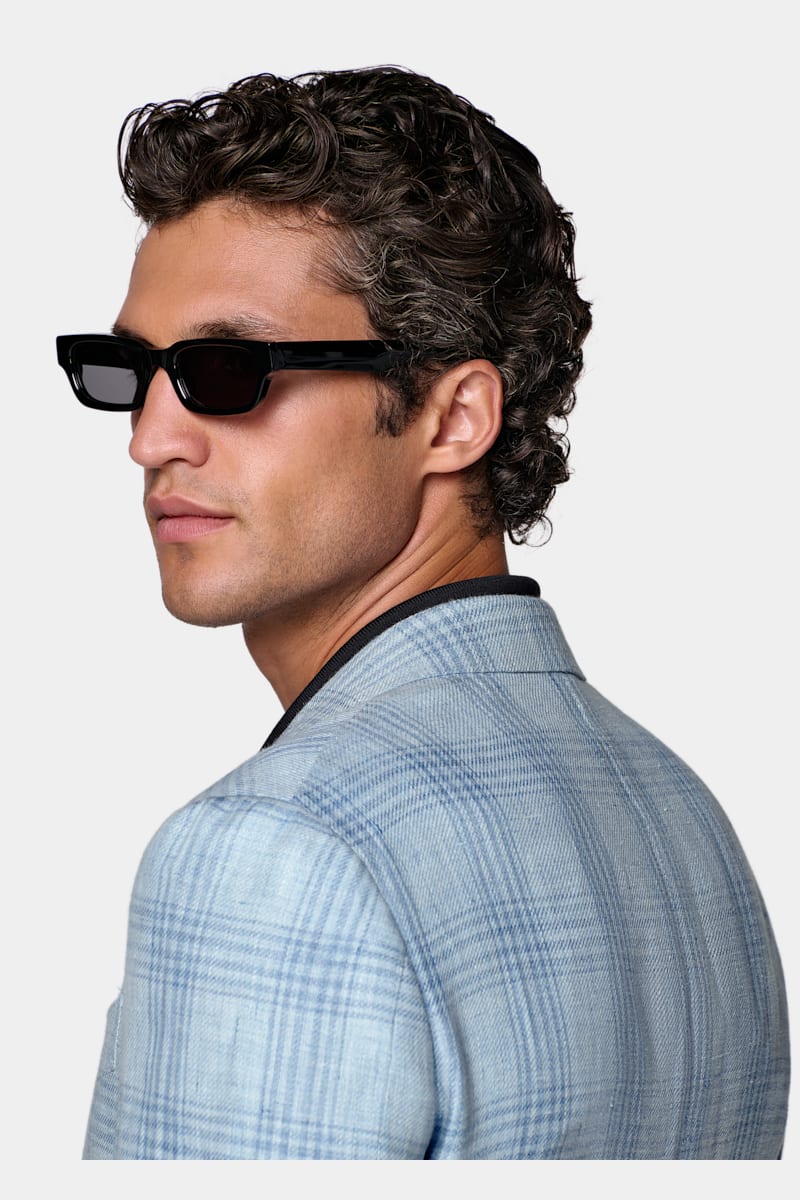 Light Blue Checked Havana Blazer - Styled 1