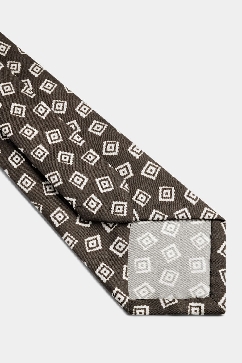 Dark Brown Graphic Tie - Styled