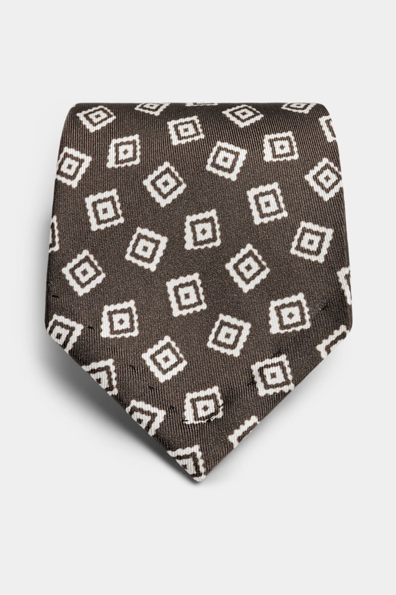 Dark Brown Graphic Tie - Detail