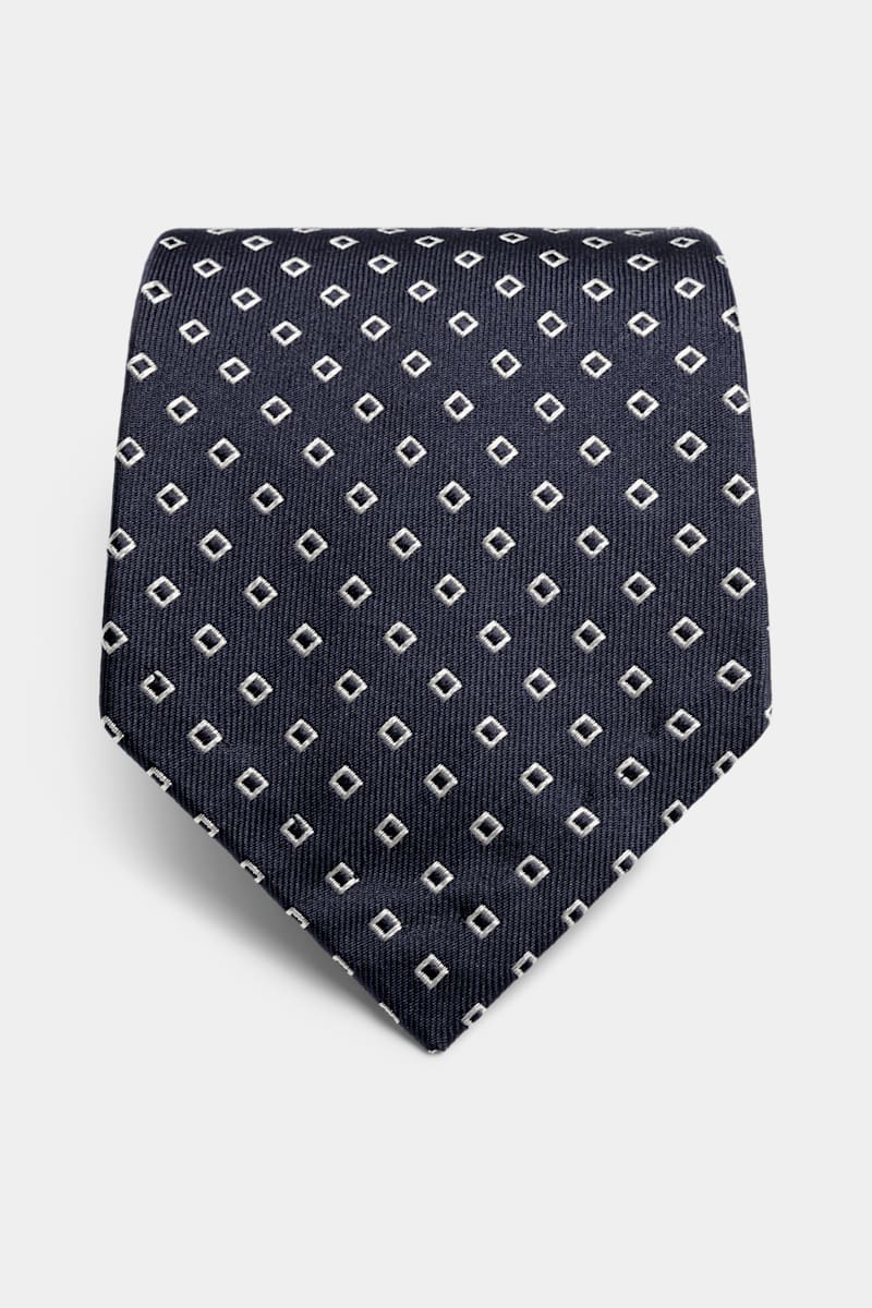 Navy Graphic Tie - Detail