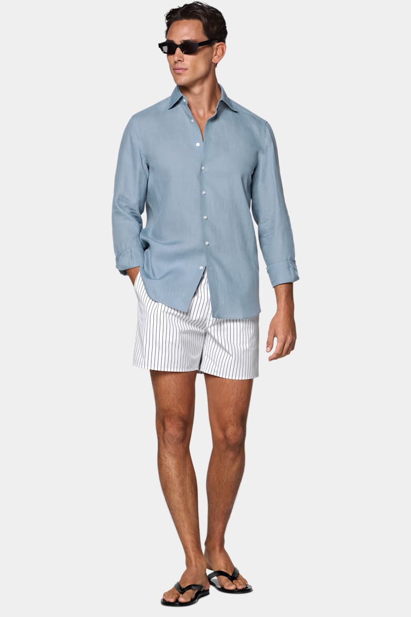 Mid Blue Linen Shirt
