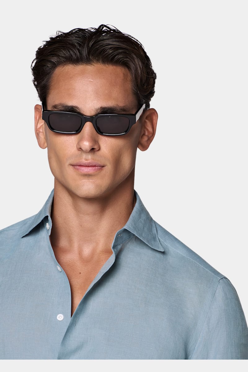 Mid Blue Linen Shirt - Styled 1