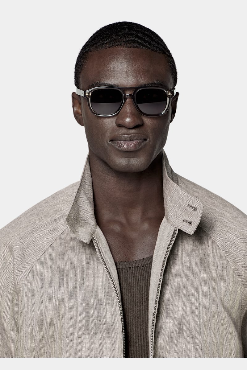 Brown Herringbone Bomber - Styled 1