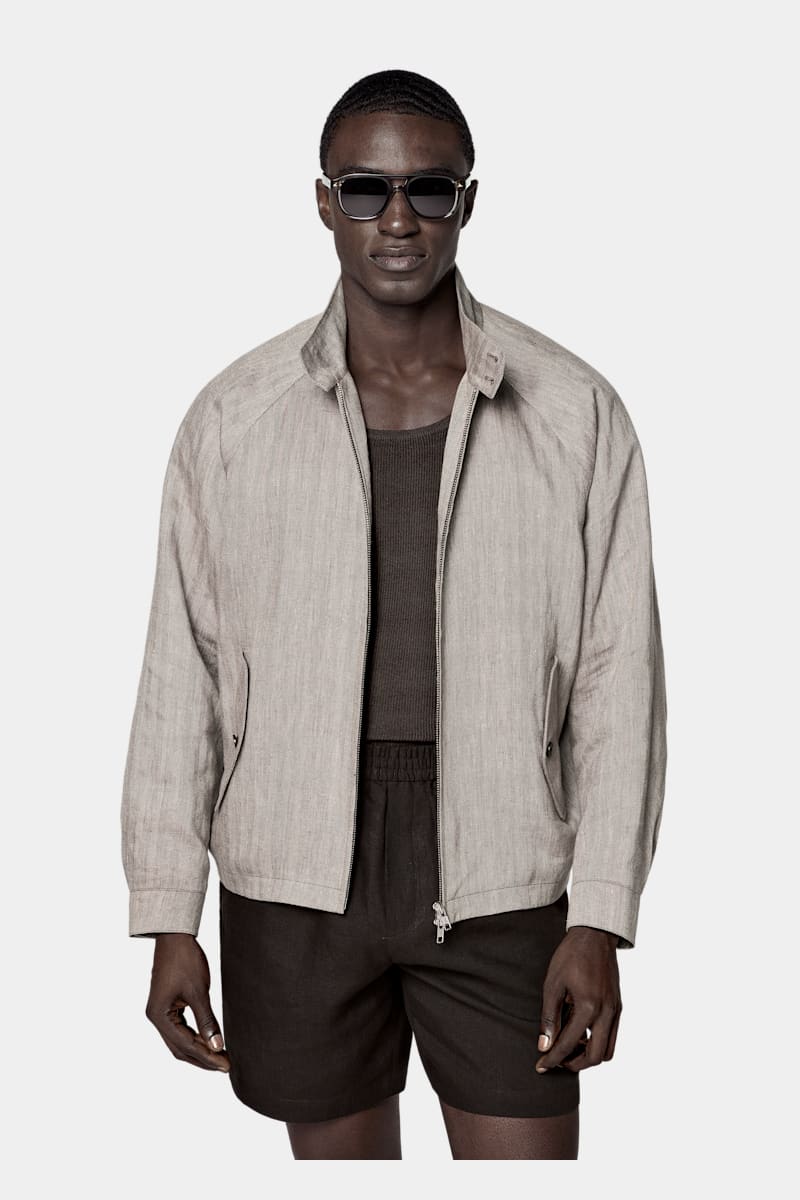 Brown Herringbone Bomber - Styled 2