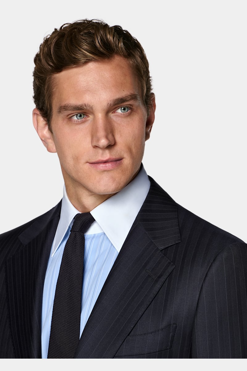 Navy Striped Milano Suit - Styled 1