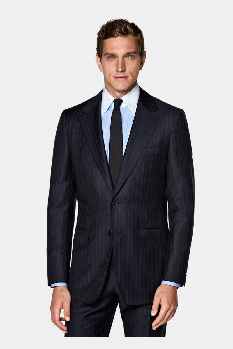 Navy Striped Milano Suit - Styled 2