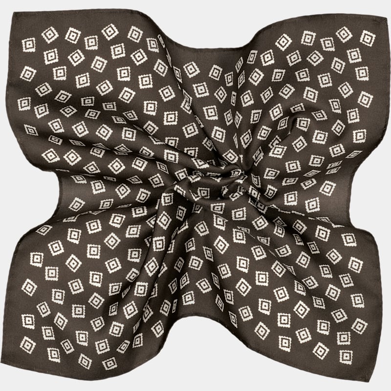 Dark Brown Graphic Pocket Square