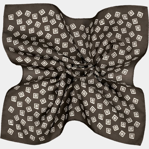 Dark Brown Graphic Pocket Square - Main