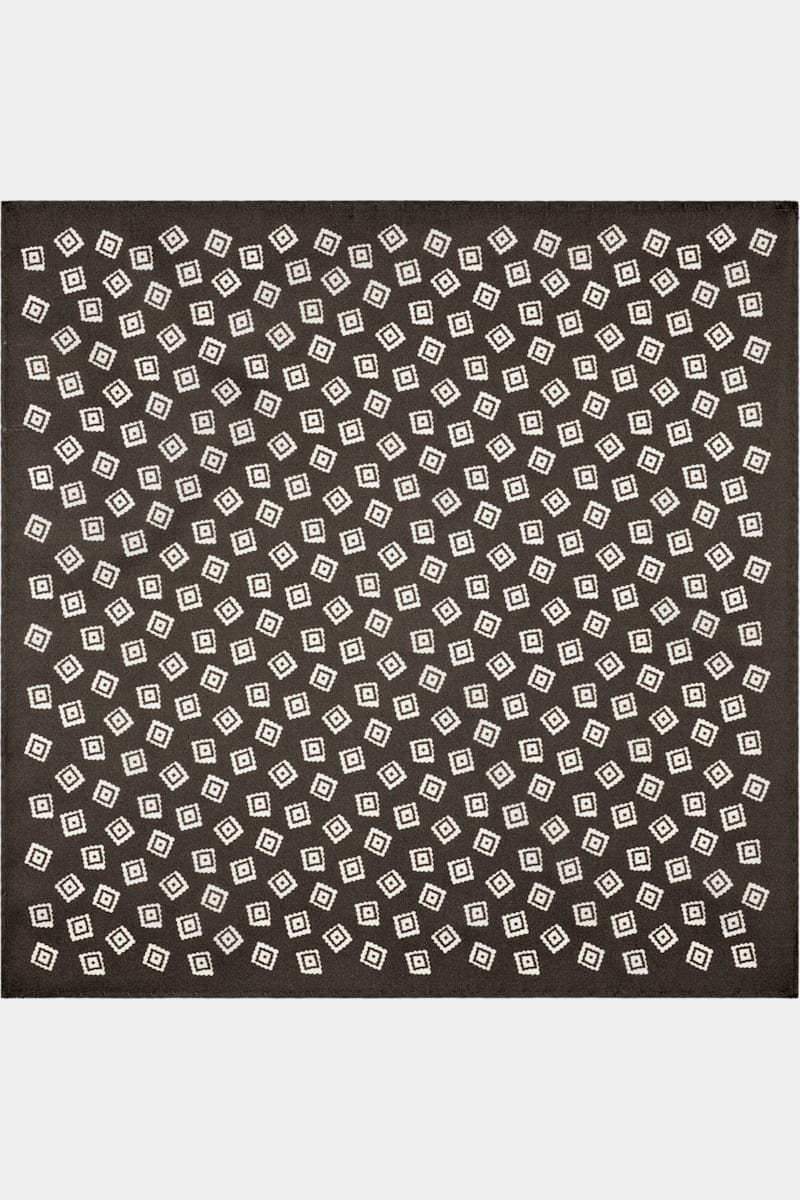 Dark Brown Graphic Pocket Square - Detail