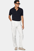 Navy Ribbed Polo - Front